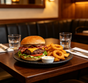 Beef Burger & Onion Rings Set